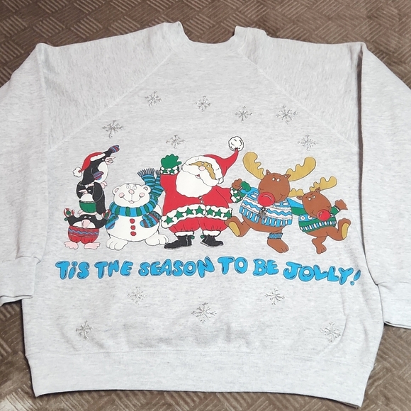 Dark Skin Santa Christmas Sweatshirt - Picture 1 of 4